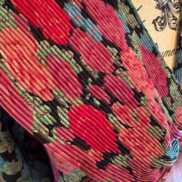 Eva Laurel Vintage Blouse Punk Floral Button Front Pleated Wide Draped Collar 14 - Picture 2 of 6